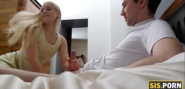  SIS.PORN. Cutie during dinner becomes in mood for sex with stepbro